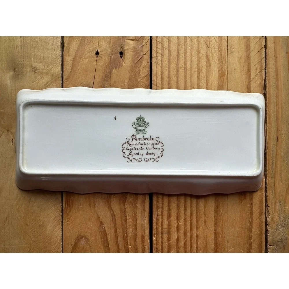 VTG Aynsley Pembroke Gold‎ Trim Dish Tray England Fine Bone China 10